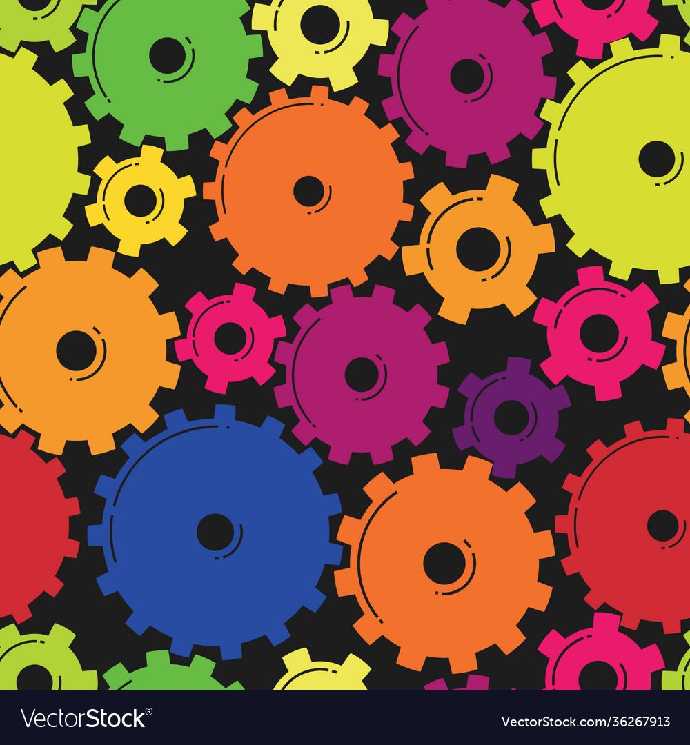 Seamless colorful background with flat gears