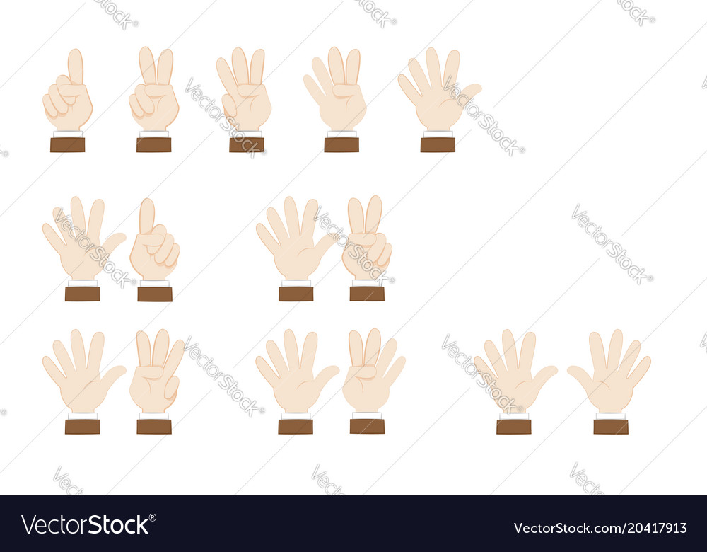 Set of hands gesturing and showing numbers