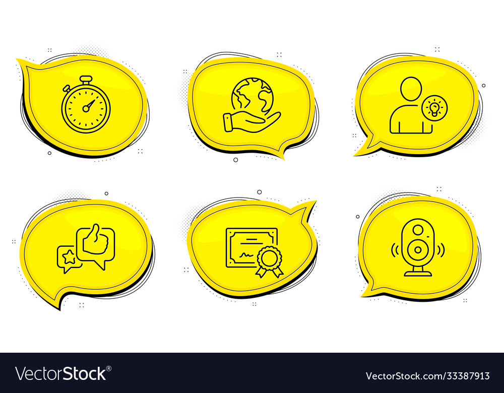 User idea timer and speaker icons set like sign vector image User idea timer and speaker icons set like sign