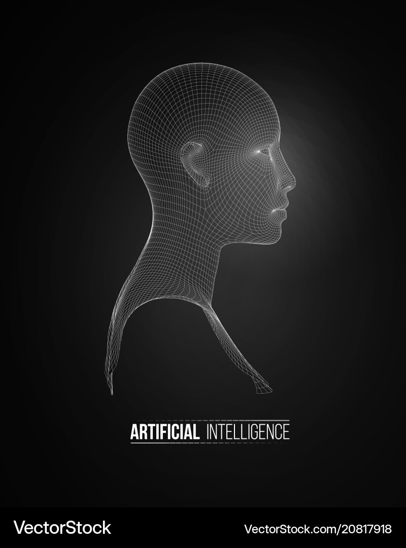 3d head wireframe drawing wireframe Royalty Free Vector