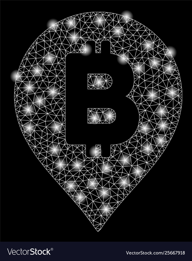 Bright mesh network bitcoin map marker with light