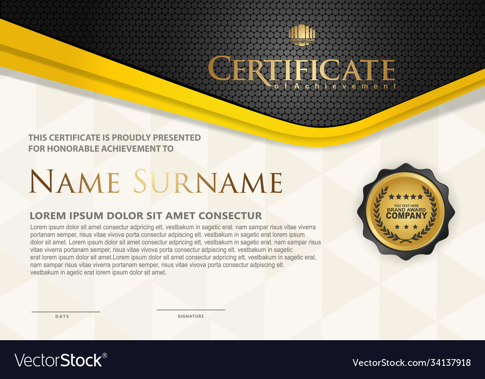 Certificate template with textured background vector image Certificate template with textured background