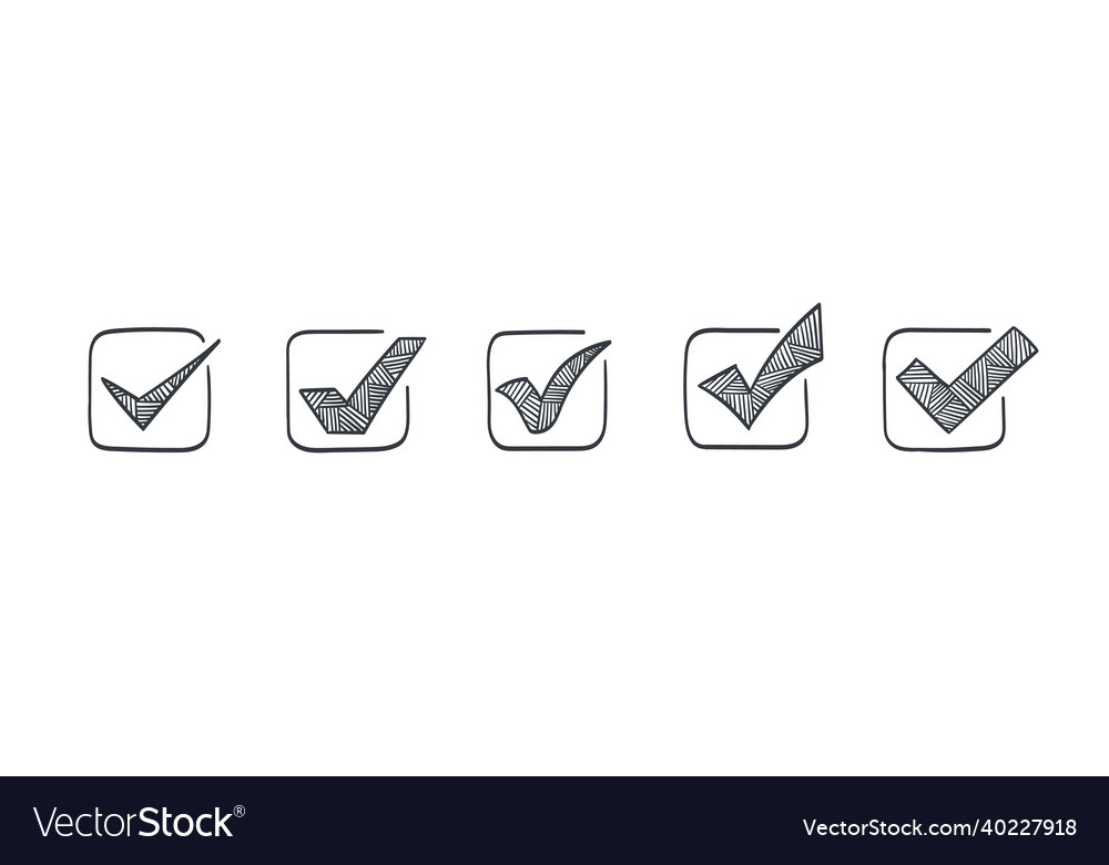 Check marks icons set drawn vector image Check marks icons set drawn