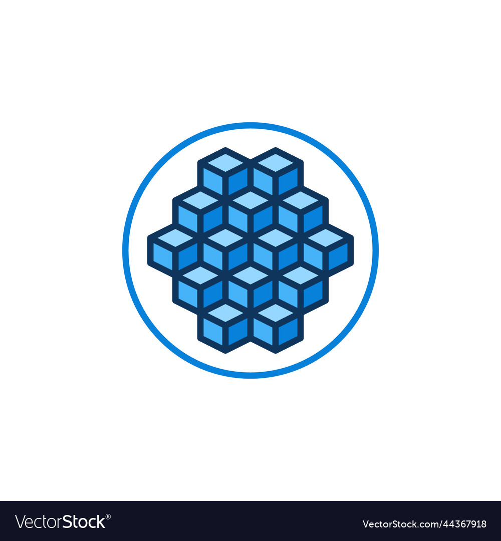 Circle with blockchain blocks concept blue vector image Circle with blockchain blocks concept blue