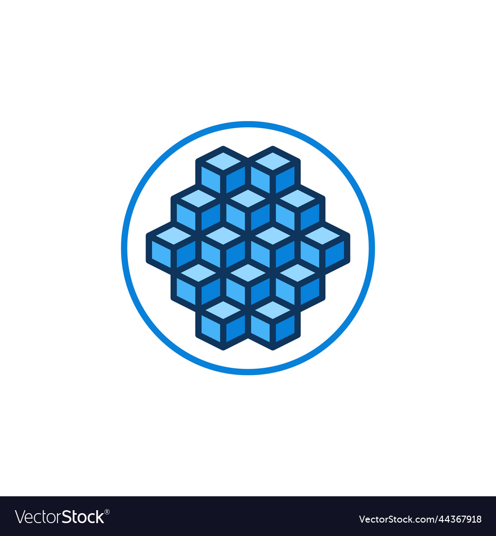 Circle with blockchain blocks concept blue