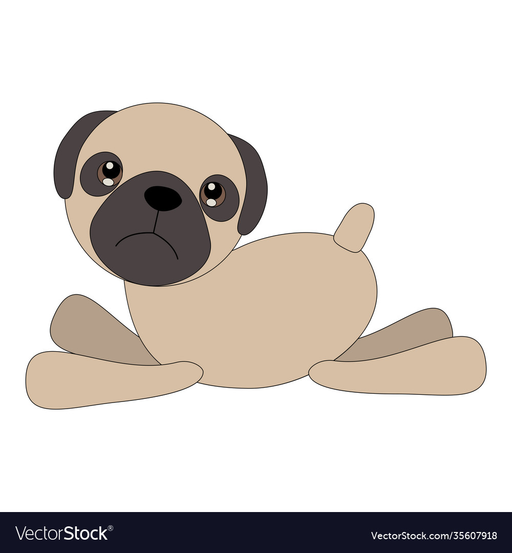 Cute cartoon pug dog