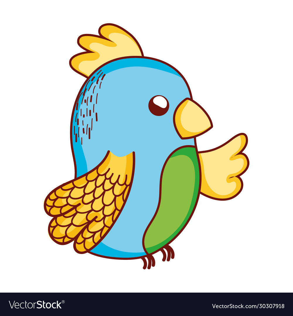 Cute tropical bird parrot cartoon isolated icon