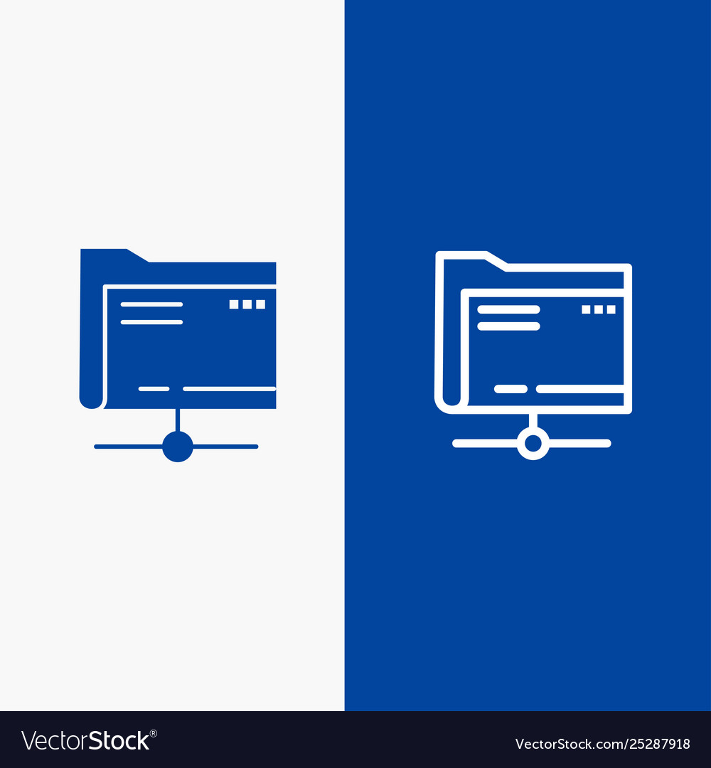 Folder data server storage line and glyph solid