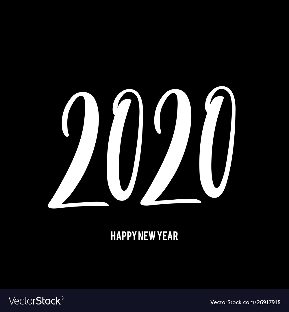 Happy new year 2020 poster with hand drawn vector image Happy new year 2020 poster with hand drawn
