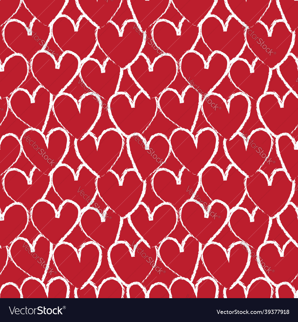 Heart shaped brush stroke seamless pattern Vector Image