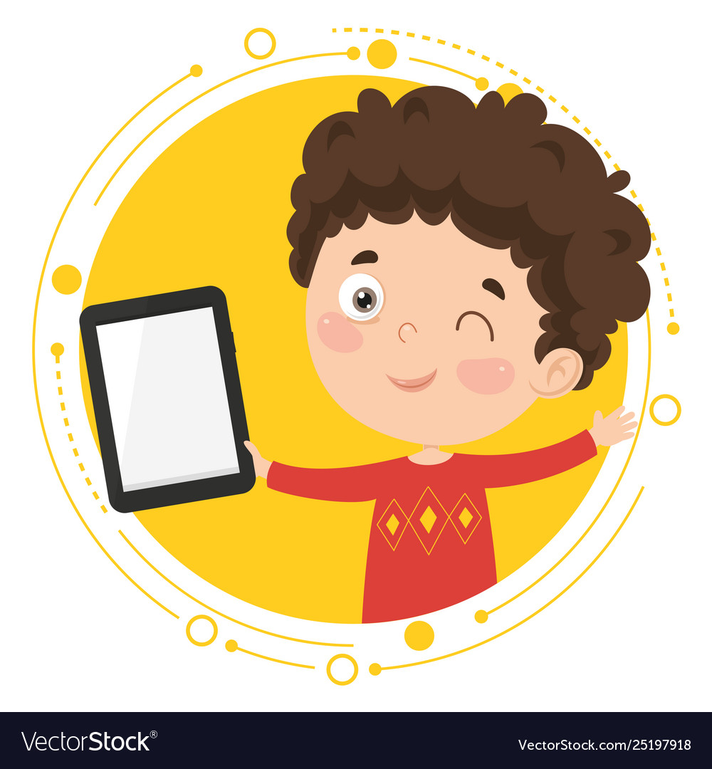 Kid using tablet pc Royalty Free Vector Image VectorStock