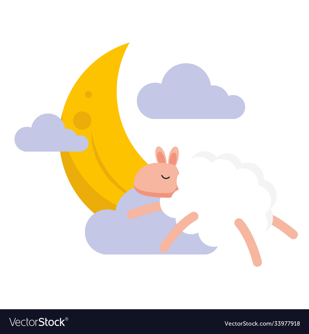 Moon with clouds and insomnia sheep design Vector Image Moon with clouds and insomnia sheep design
