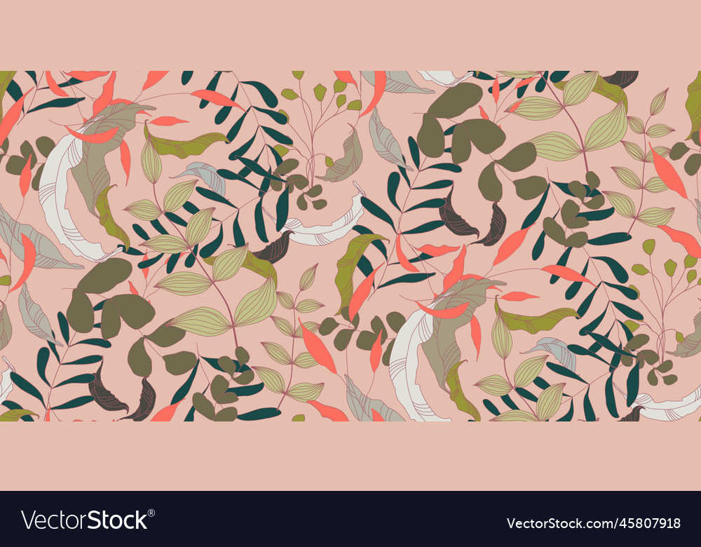 Seamless pattern with color leaves vector image Seamless pattern with color leaves