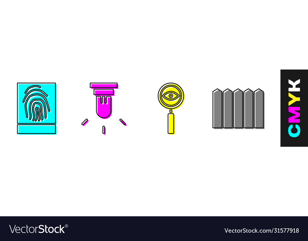 Set fingerprint motion sensor magnifying glass vector image Set fingerprint motion sensor magnifying glass