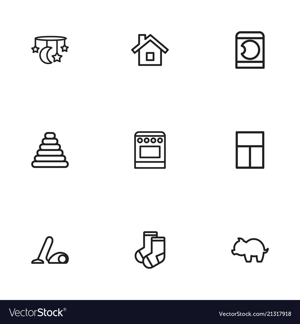 Set of 9 editable relatives icons line style vector image Set of 9 editable relatives icons line style