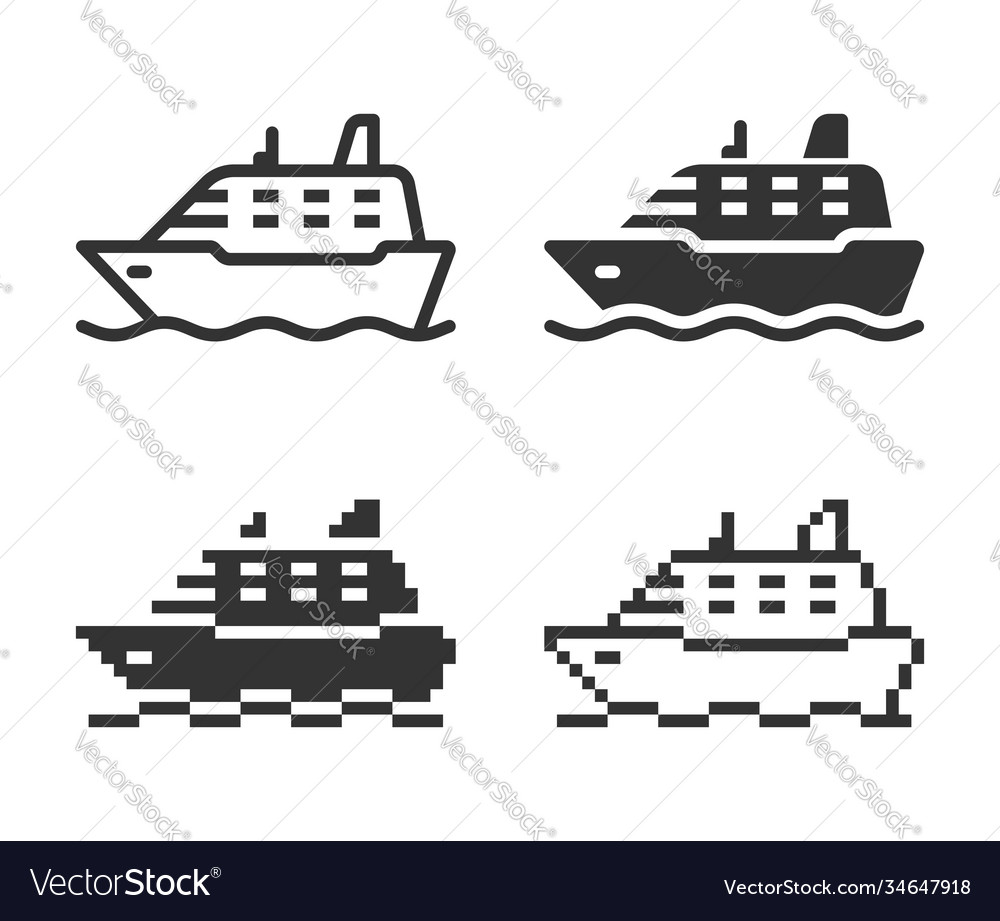 Ship Icon Variants - Line, Solid, Pixel