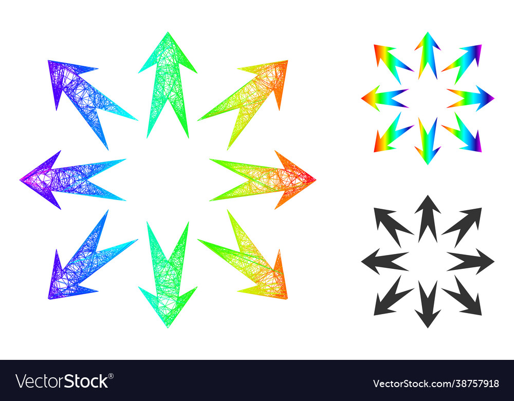 Spectral net mesh gradient expand arrows icon vector image Spectral net mesh gradient expand arrows icon