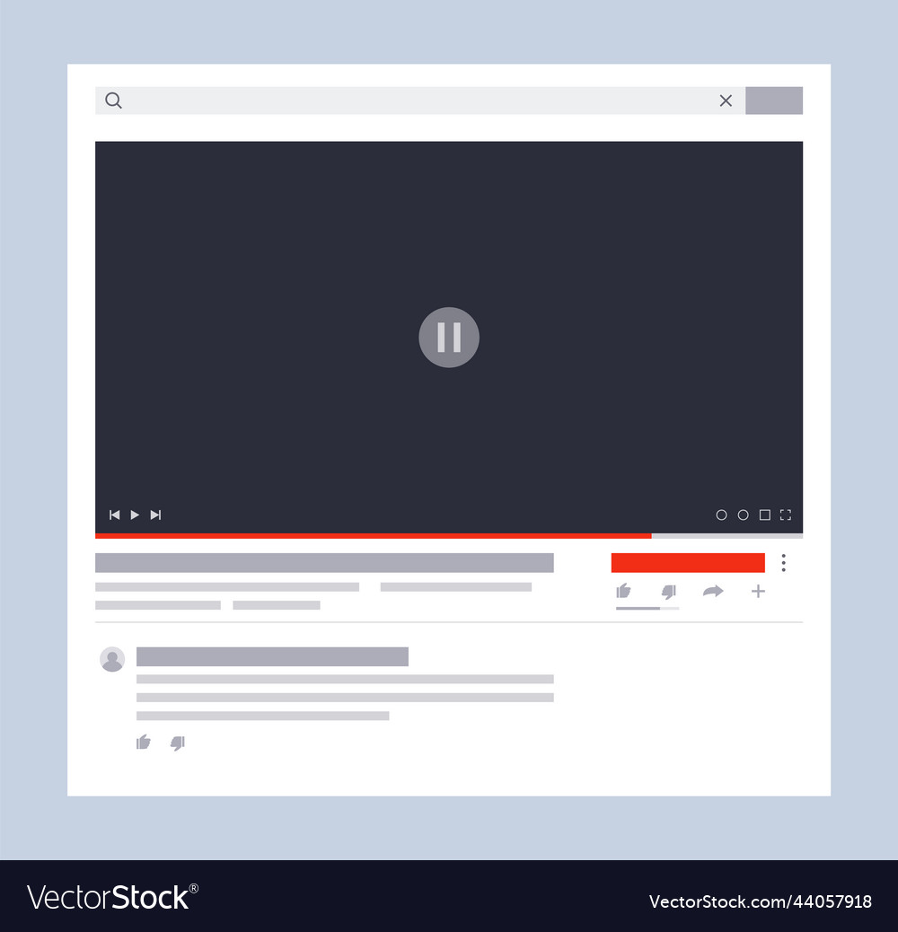 Video player template interface hosting vector image Video player template interface hosting