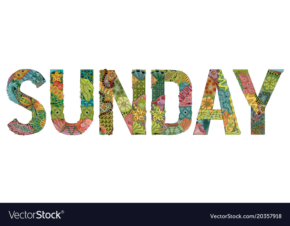Word sunday decorative zentangle object word Vector Image