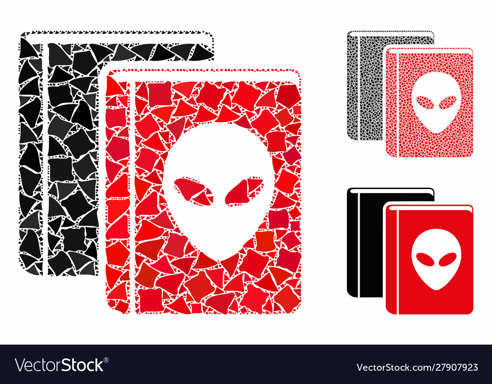 Alien library mosaic icon bumpy parts vector image Alien library mosaic icon bumpy parts