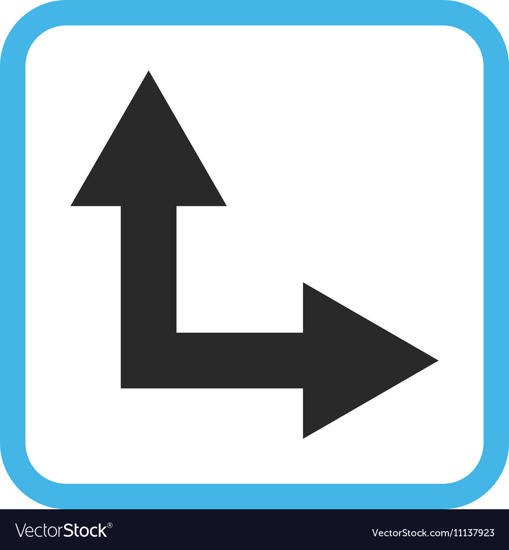 Bifurcation arrow right up icon in a frame