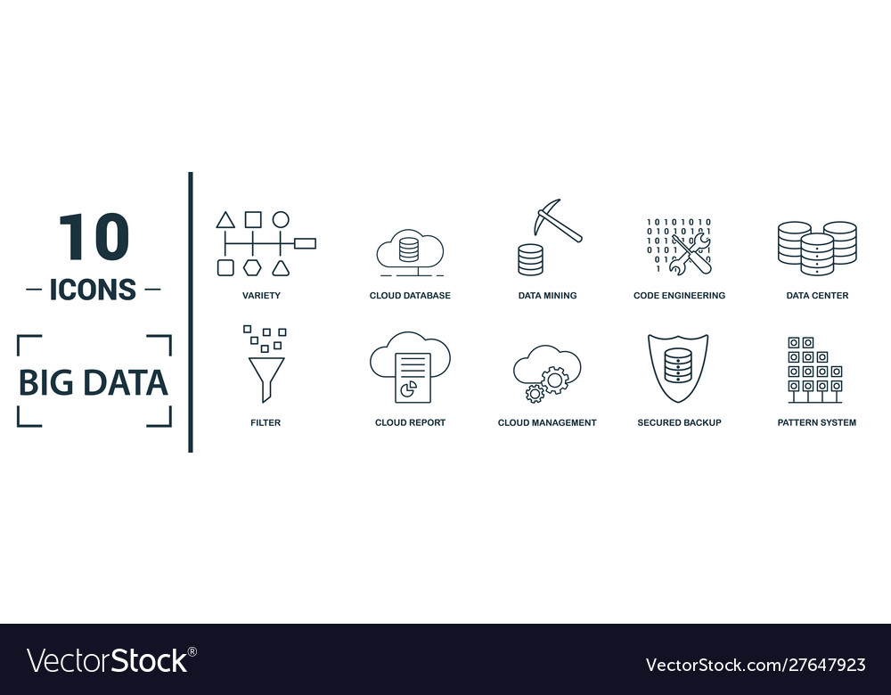 Big data icon set include creative elements cloud vector image Big data icon set include creative elements cloud