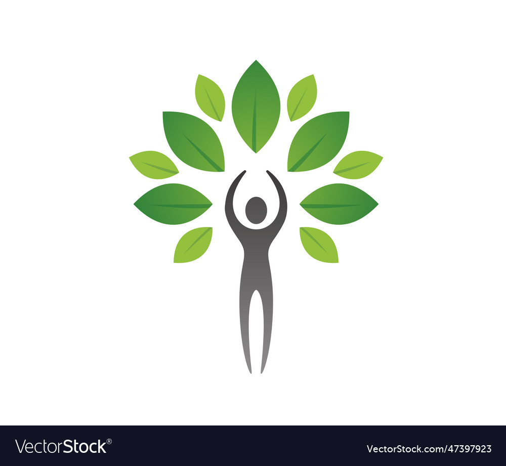 Body Leaf Tree Icon Design Template Healthy Vector Image