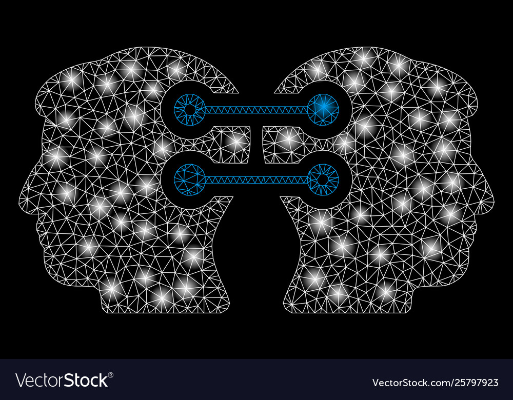 Bright mesh network dual heads interface Vector Image Bright mesh network dual heads interface