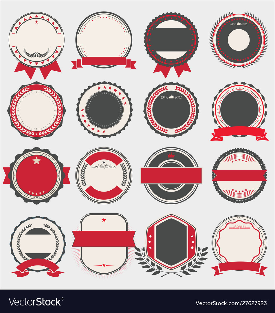 Collection badges and labels black red 04 Vector Image