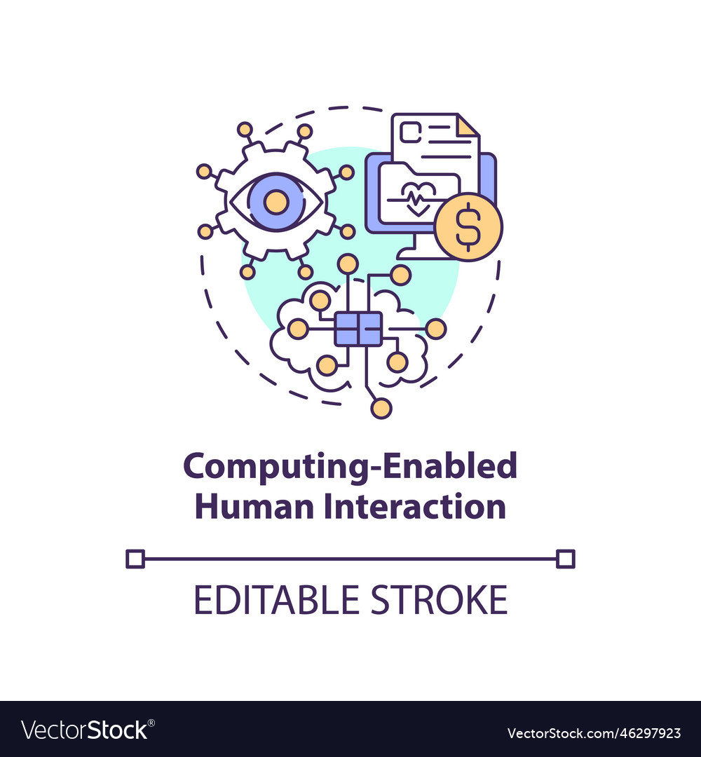 Computing enabled human interaction concept icon Vector Image