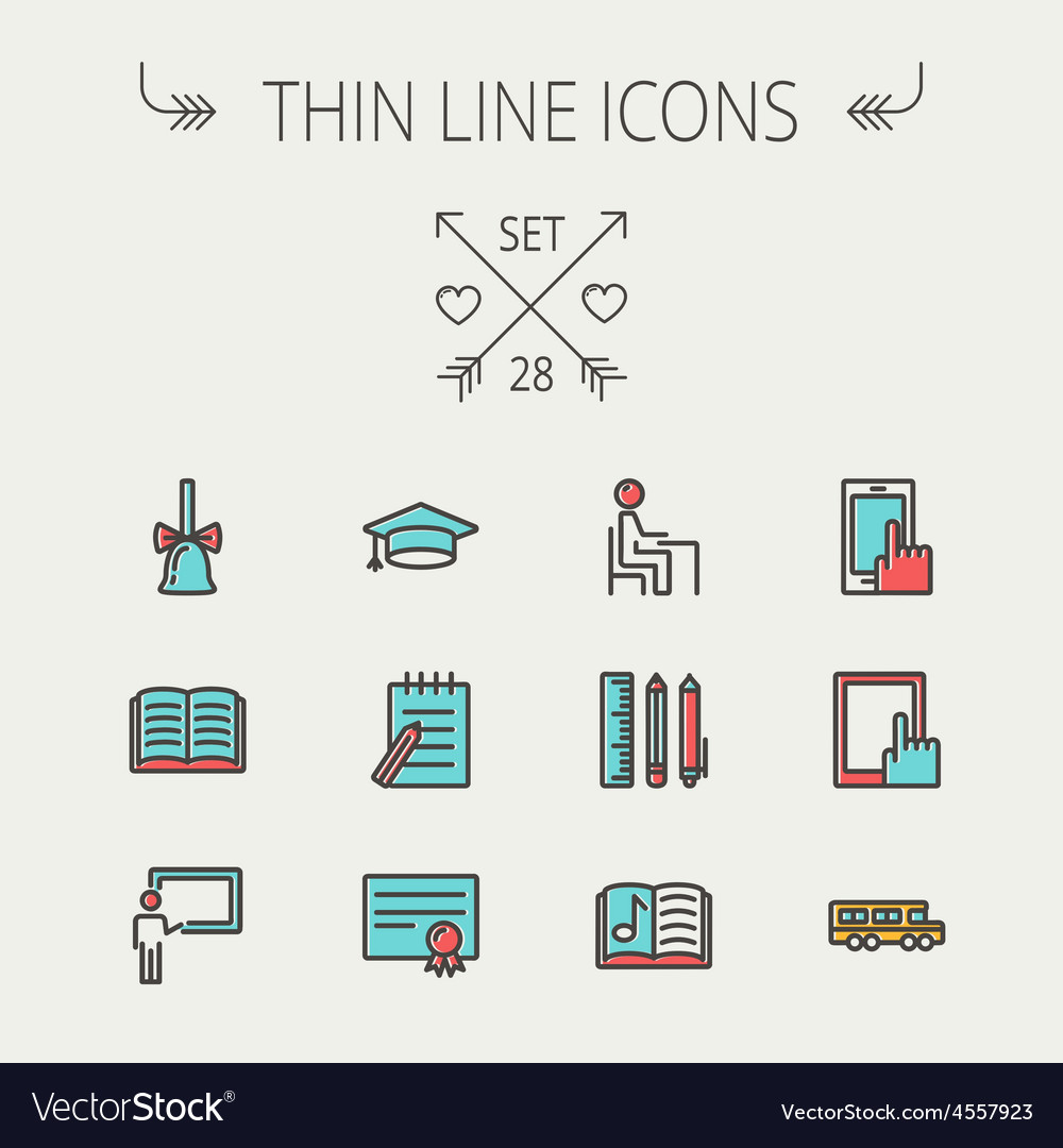 Education thin line icon set