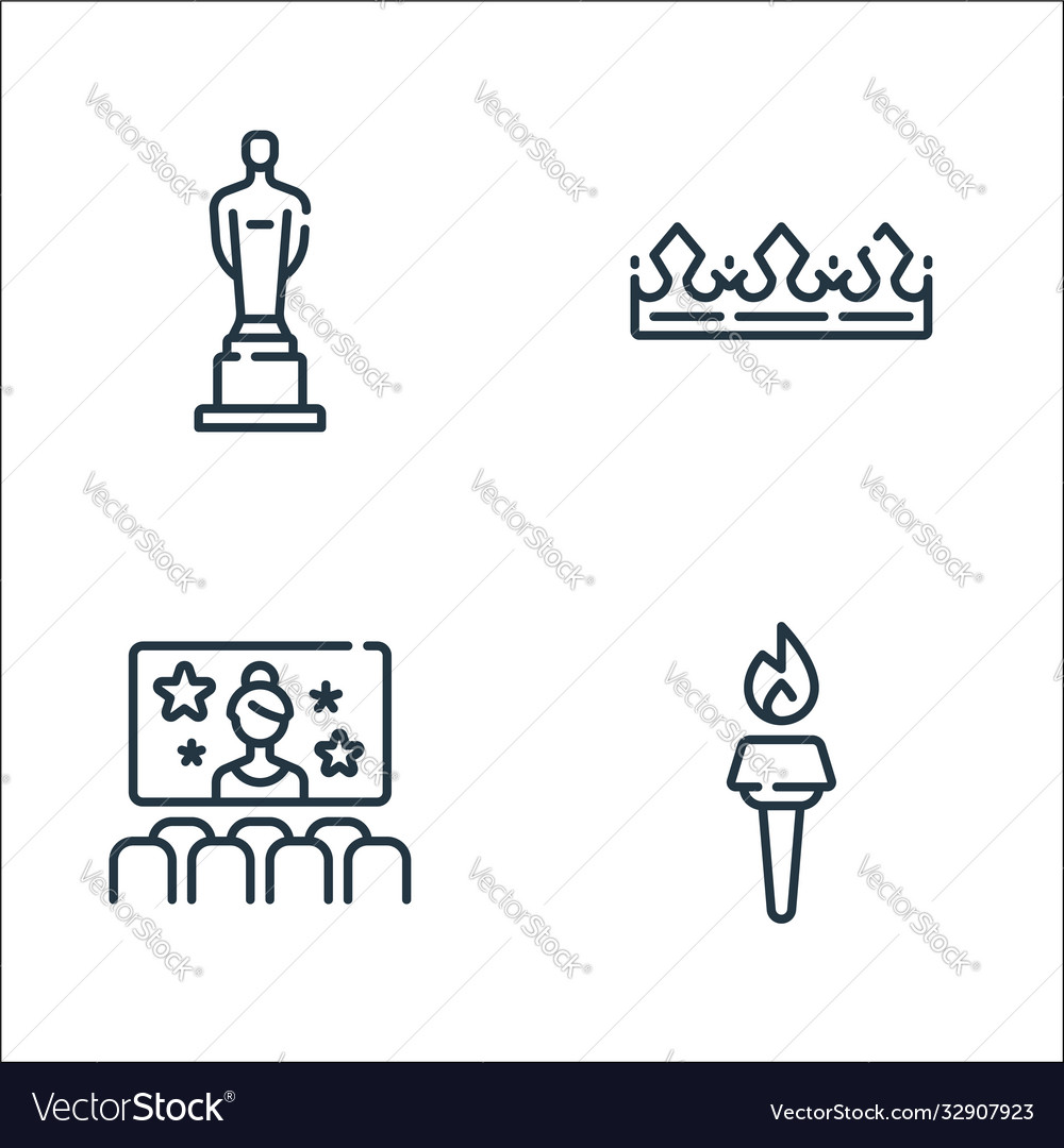 Fame line icons linear set quality