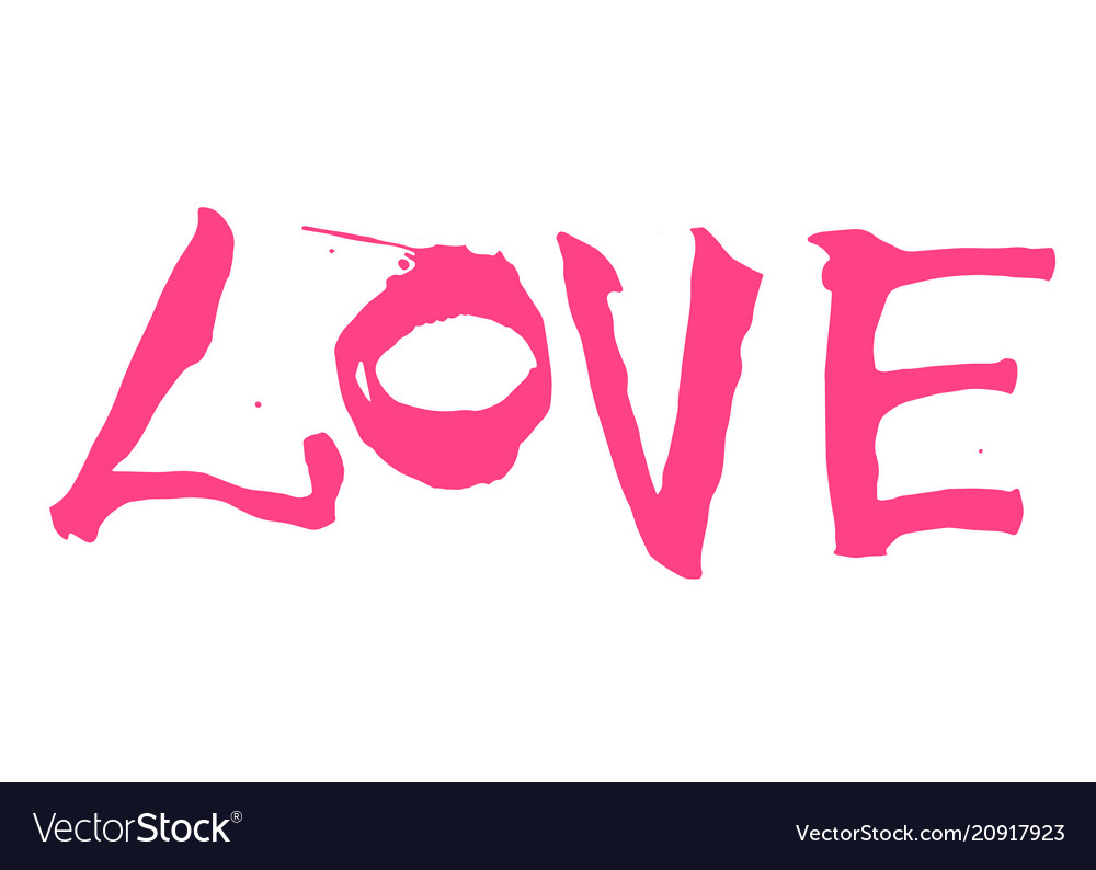 Calligraphic Written Word Love With Heart Of Color Pink Yarrow Isolated ...