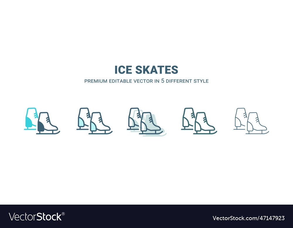 Ice skates icon in 5 different style outline