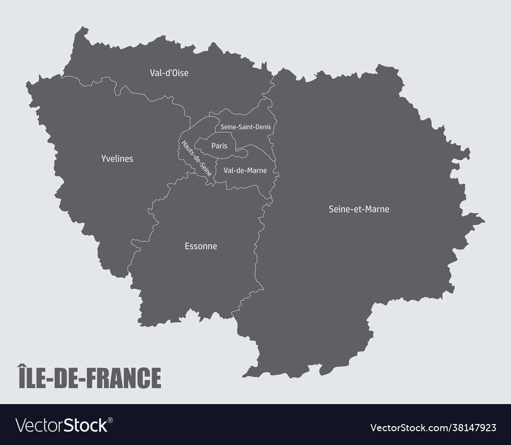 Ile De France Administrative Map Royalty Free Vector Image