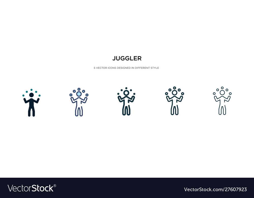 Juggler icon in different style two colored