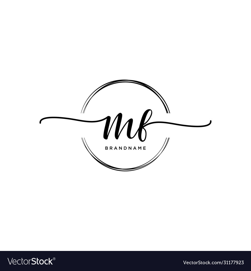 Mf initial handwriting logo with circle template