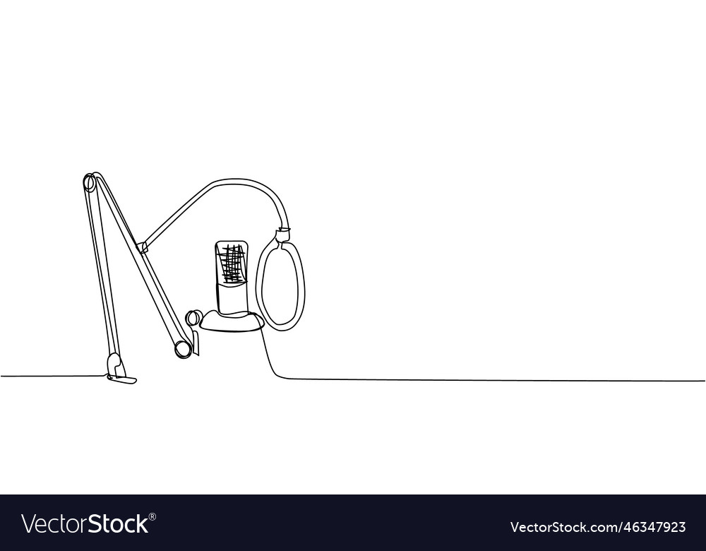 Microphone and pop filter one line art continuous Vector Image Microphone and pop filter one line art continuous