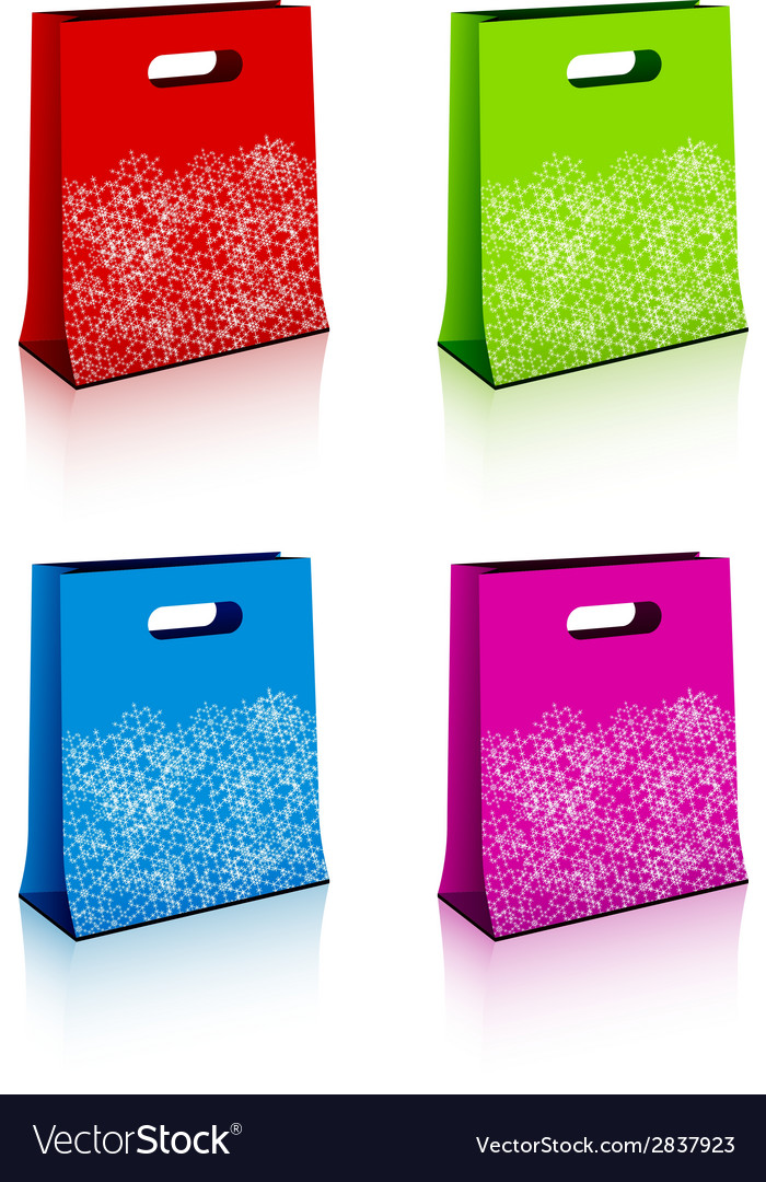 Paper shopping bags with christmas snowflakes