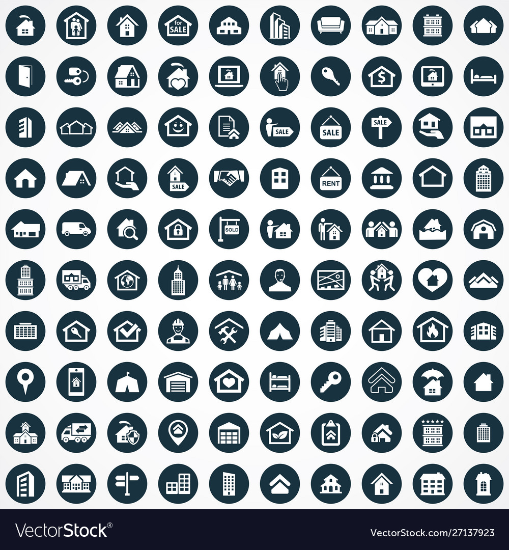 Real estate 100 icons universal set for web and ui