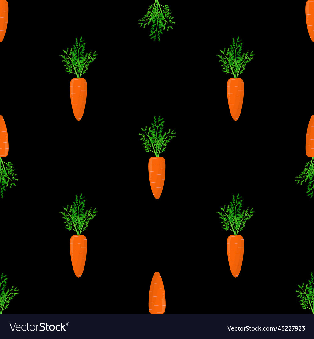 Seamless pattern with carrots on a black