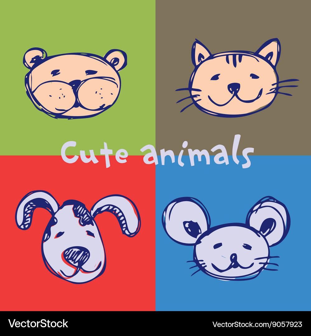Set cute animals Royalty Free Vector Image - VectorStock