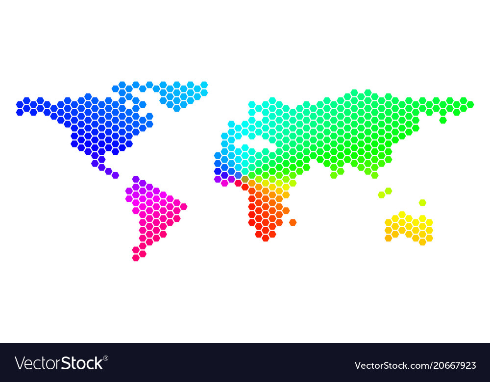 Spectrum hexagon world map