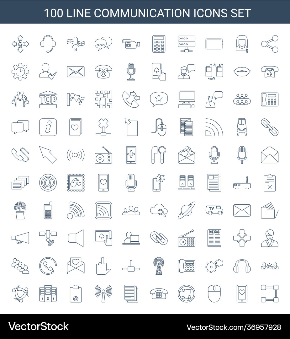 100 communication icons Royalty Free Vector Image