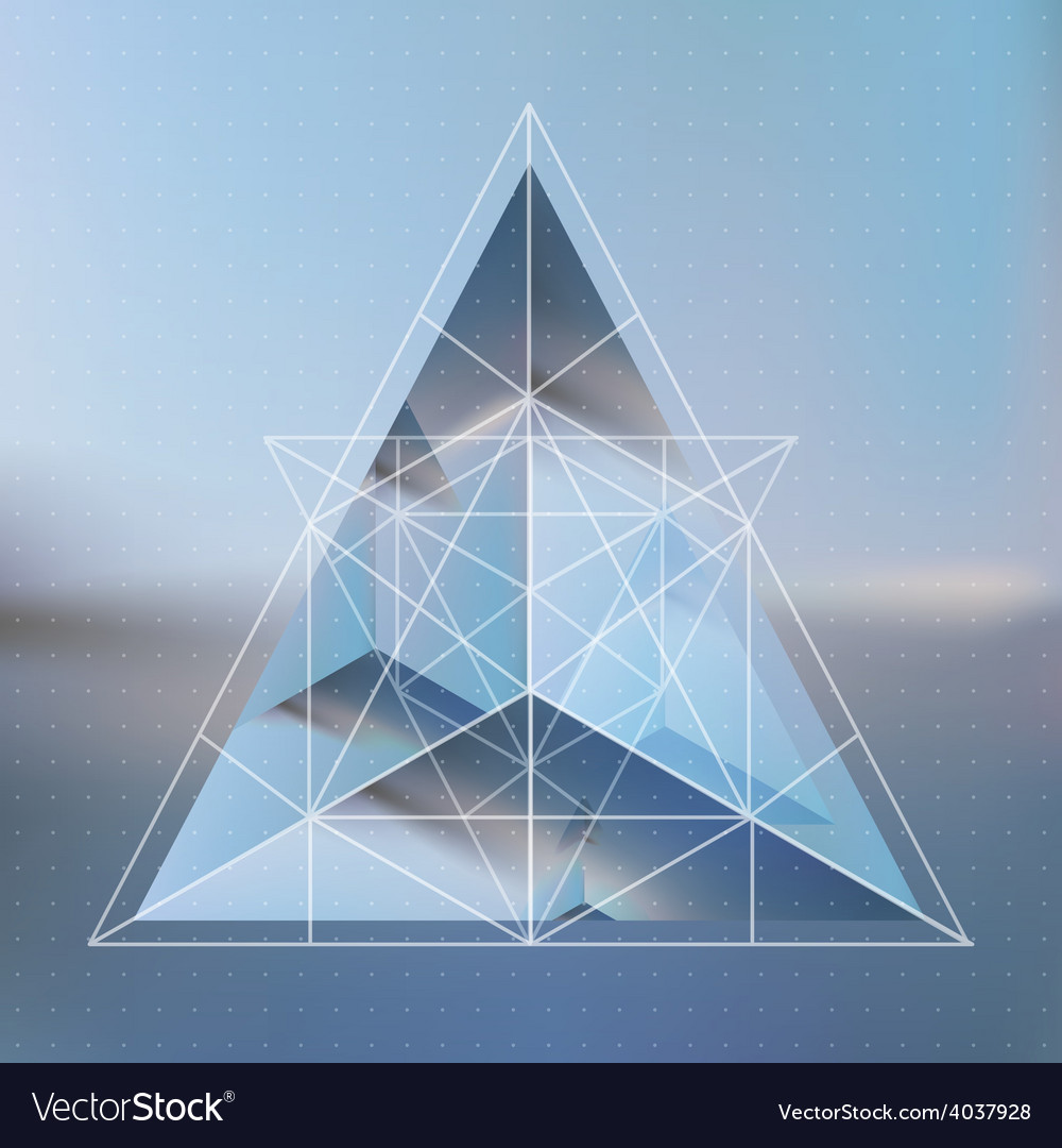 Abstract isometric pyramid with the reflection