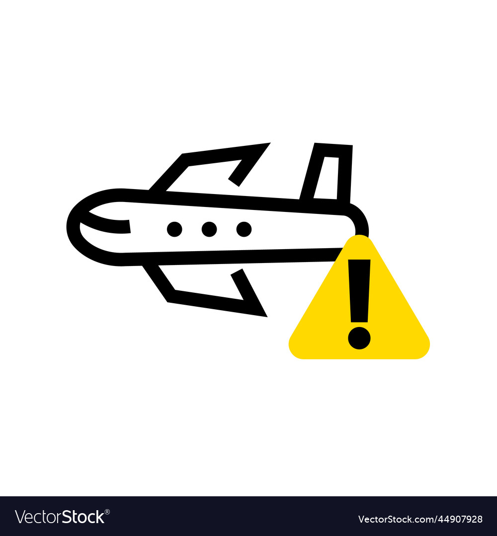 Airplane icon and caution sign