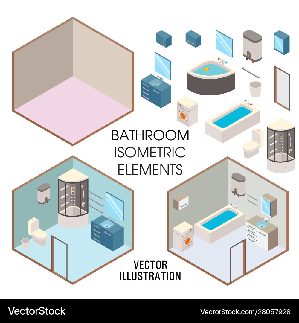 Bathroom interior constructor flat Royalty Free Vector Image