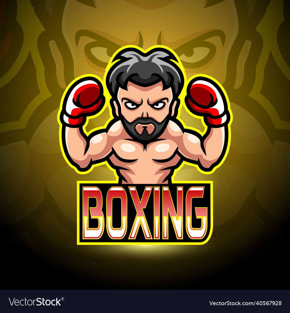 Boxing Mascot Sport Esport Logo Design Royalty Free Vector