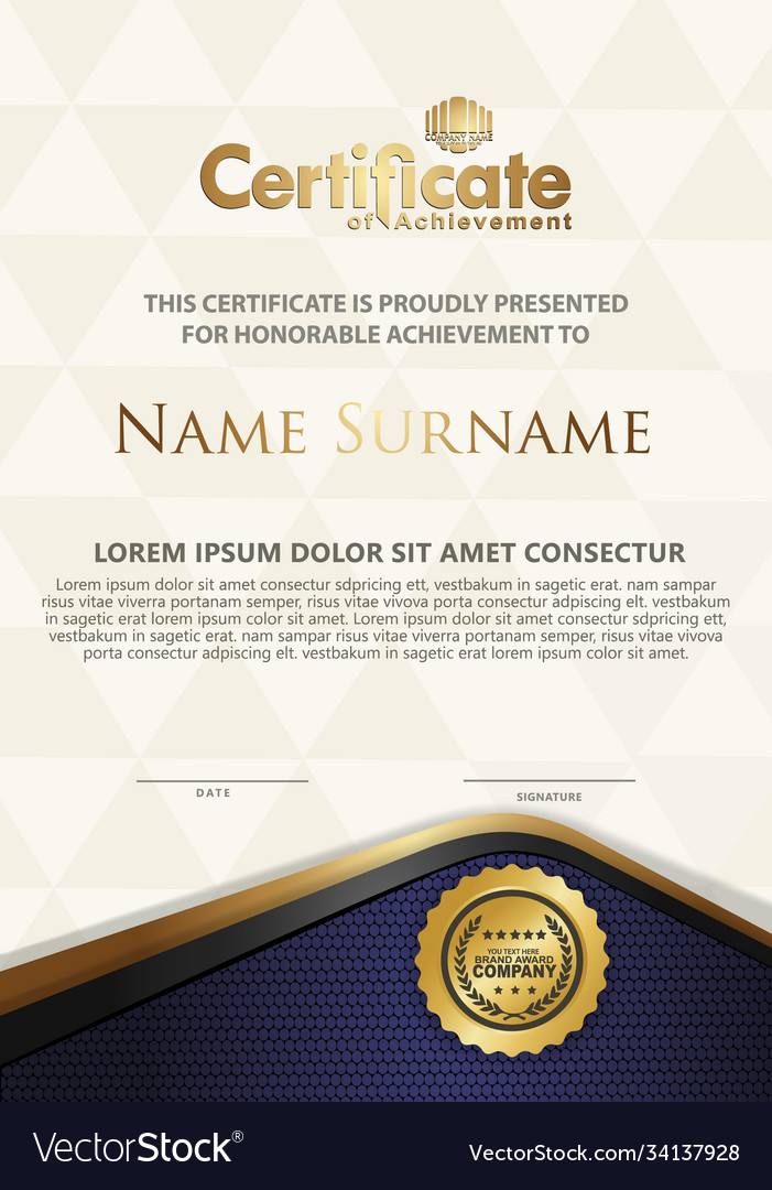 Certificate Template With Textured Background Vector Image