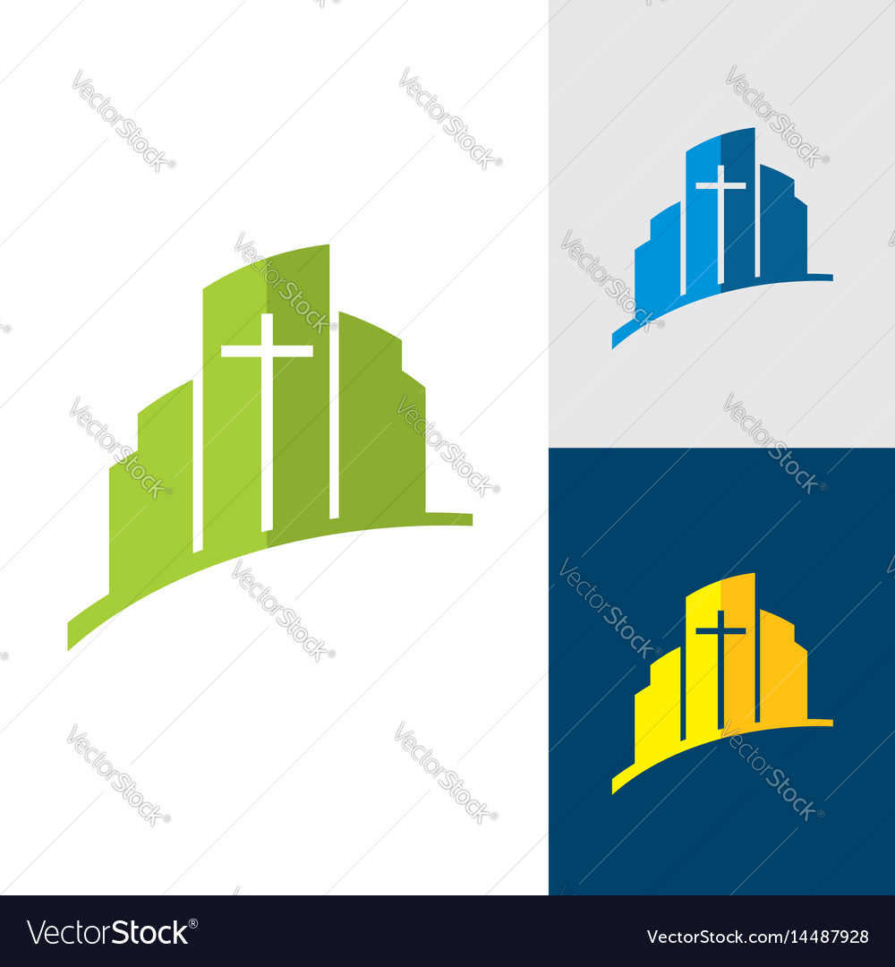 Church logo and christian symbols Royalty Free Vector Image